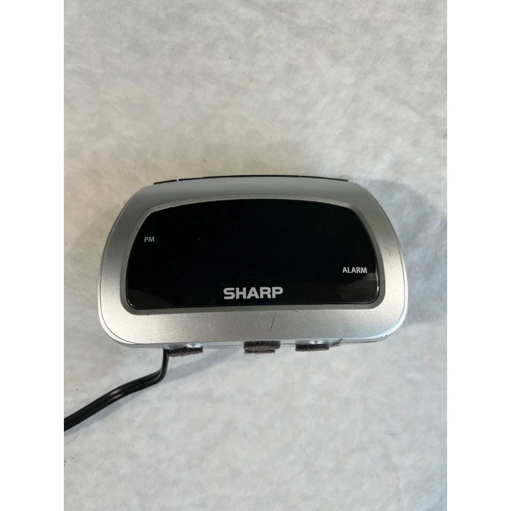 Sharp Digital Alarm Clock SPC085 Silver Black Battery Backup LED Display Vintage
